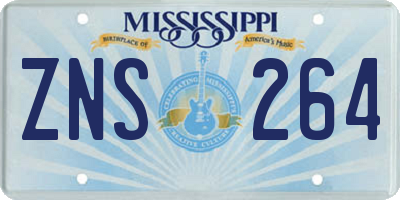 MS license plate ZNS264