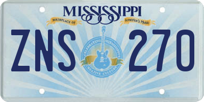 MS license plate ZNS270