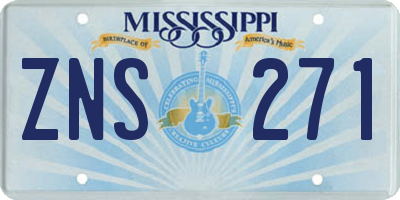 MS license plate ZNS271