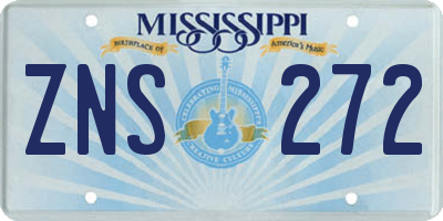 MS license plate ZNS272
