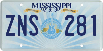 MS license plate ZNS281