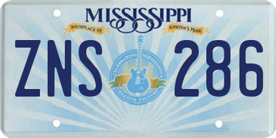 MS license plate ZNS286