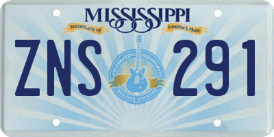 MS license plate ZNS291