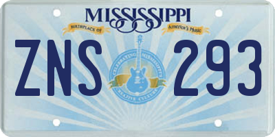 MS license plate ZNS293
