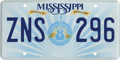 MS license plate ZNS296