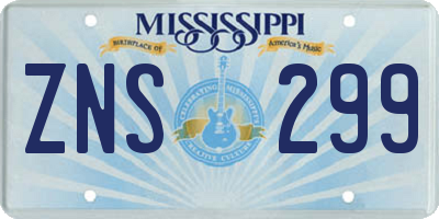 MS license plate ZNS299