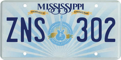 MS license plate ZNS302
