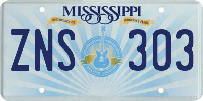 MS license plate ZNS303