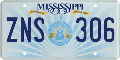 MS license plate ZNS306