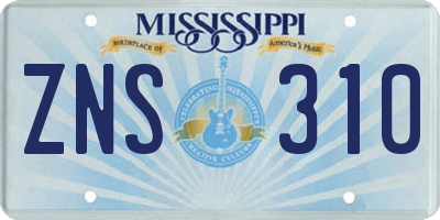 MS license plate ZNS310
