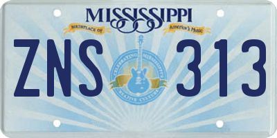 MS license plate ZNS313