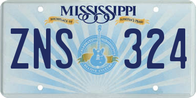 MS license plate ZNS324