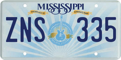 MS license plate ZNS335
