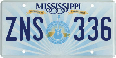 MS license plate ZNS336