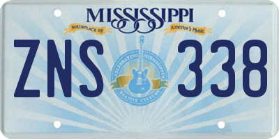 MS license plate ZNS338