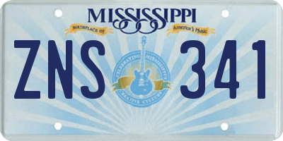 MS license plate ZNS341
