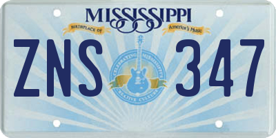 MS license plate ZNS347