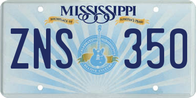 MS license plate ZNS350