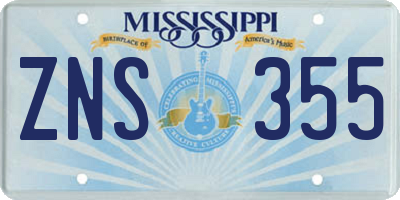MS license plate ZNS355