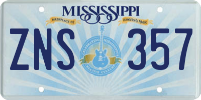 MS license plate ZNS357