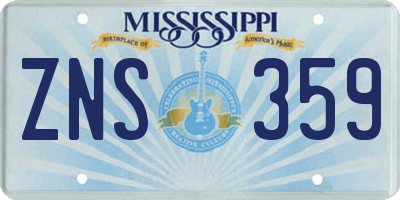 MS license plate ZNS359