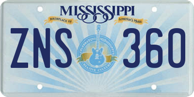 MS license plate ZNS360