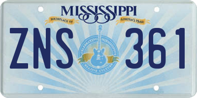 MS license plate ZNS361
