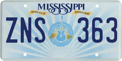 MS license plate ZNS363