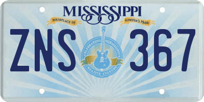 MS license plate ZNS367