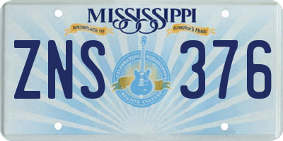 MS license plate ZNS376