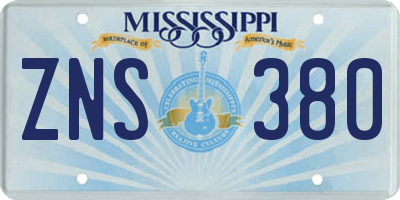 MS license plate ZNS380