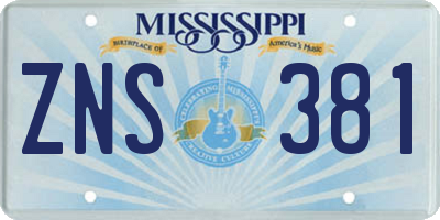 MS license plate ZNS381