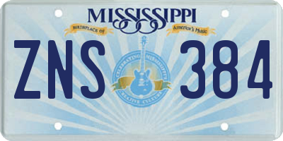 MS license plate ZNS384