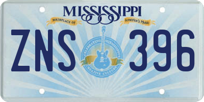 MS license plate ZNS396