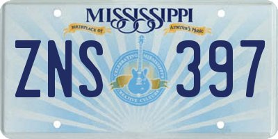 MS license plate ZNS397