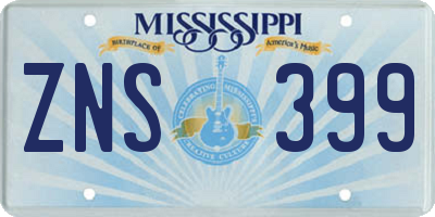 MS license plate ZNS399