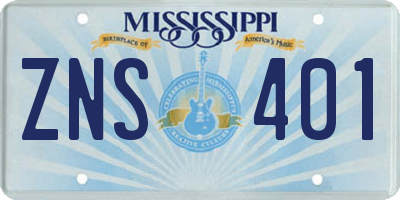MS license plate ZNS401