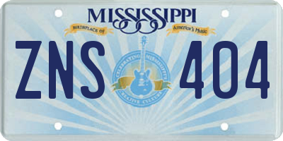 MS license plate ZNS404