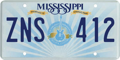 MS license plate ZNS412