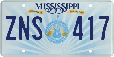 MS license plate ZNS417