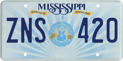 MS license plate ZNS420