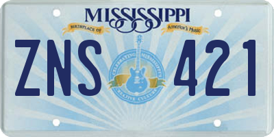 MS license plate ZNS421