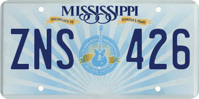 MS license plate ZNS426