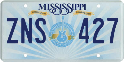 MS license plate ZNS427
