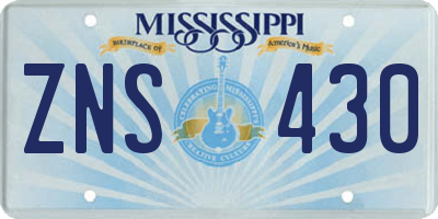 MS license plate ZNS430