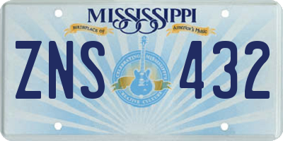 MS license plate ZNS432