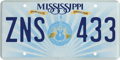 MS license plate ZNS433