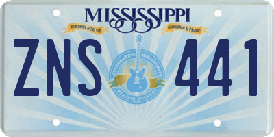 MS license plate ZNS441