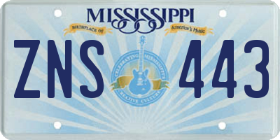 MS license plate ZNS443
