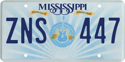 MS license plate ZNS447